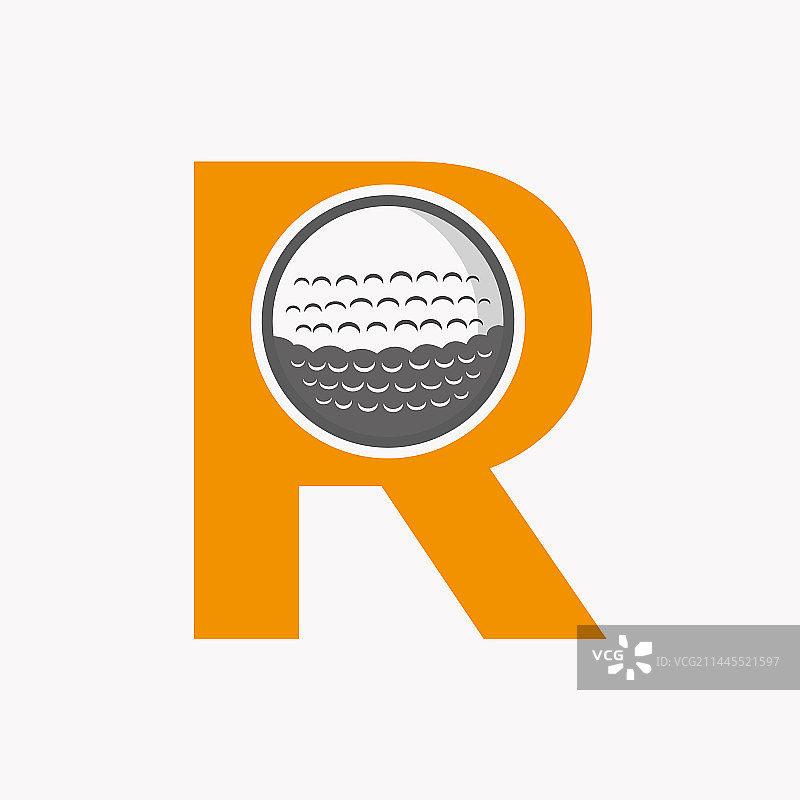 字母R高尔夫球运动标志图片素材