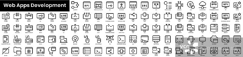 Web应用程序开发轮廓图标合集图片素材