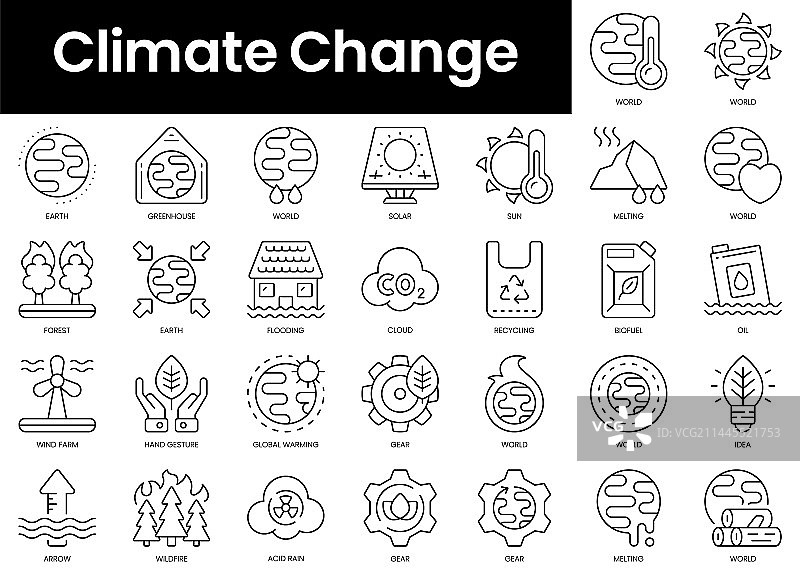 极简主义气候变化图标轮廓合集图片素材