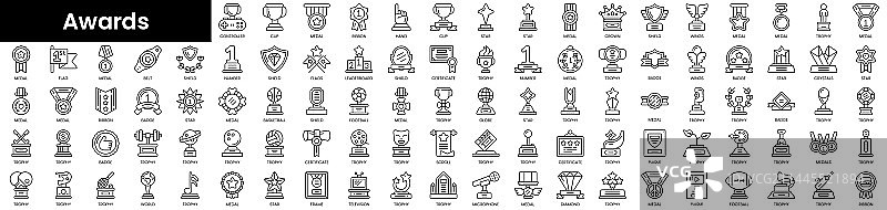 极简主义细线条颁奖图标合集图片素材