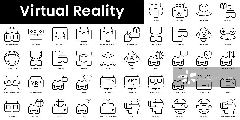 简约虚拟现实图标集图片素材