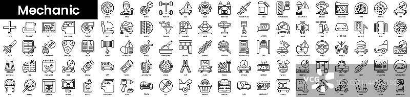 简约机械师轮廓图标套装图片素材