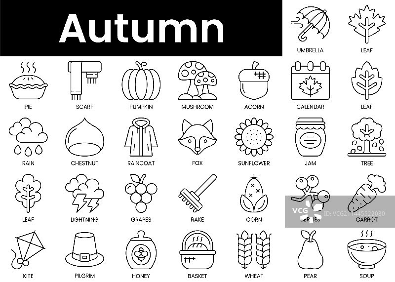 简约秋季图标合集图片素材