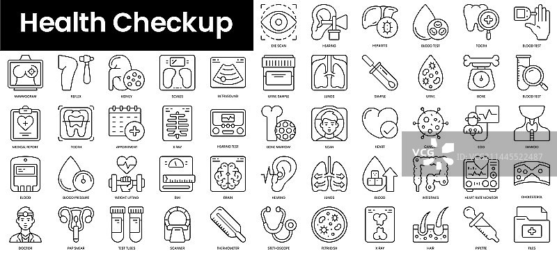 健康检查线性图标简约合集图片素材