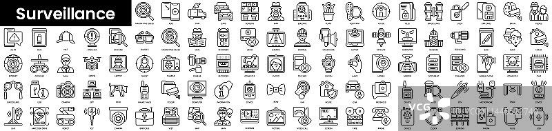 极简监控图标轮廓合集图片素材