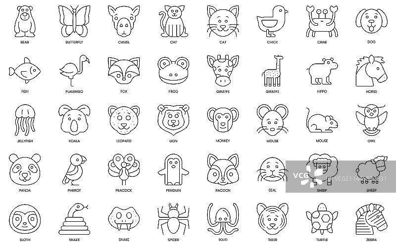 极简主义动物轮廓图标合集图片素材