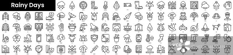 极简雨天图标轮廓合集图片素材