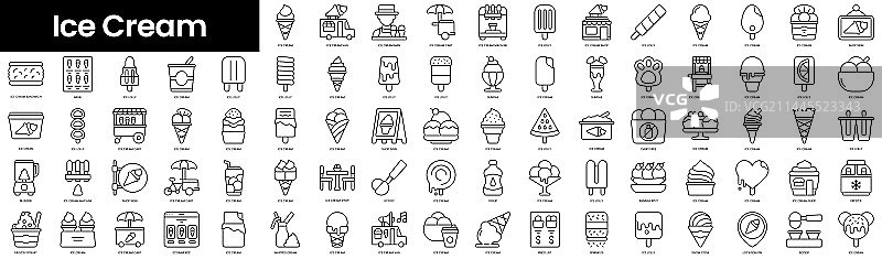 极简冰淇淋轮廓图标集图片素材