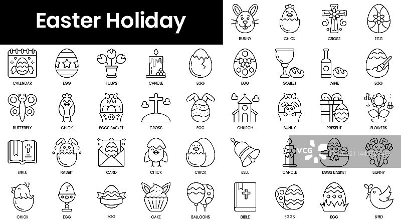 简约复活节假日轮廓图标图片素材