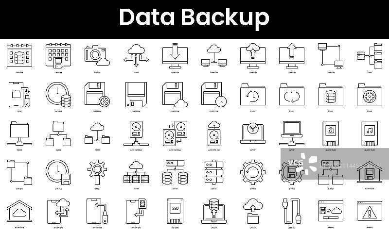数据备份细线轮廓图标图片素材
