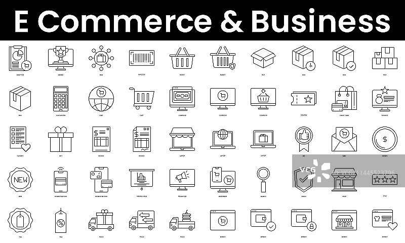 电商和商业图标轮廓集图片素材