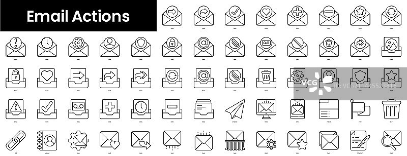 极简主义邮件操作图标轮廓合集图片素材