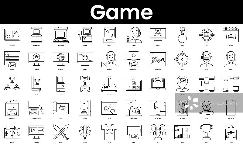简约线性游戏图标集图片素材