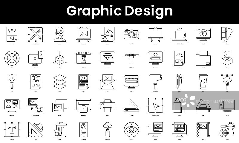 极简平面设计图标轮廓集图片素材