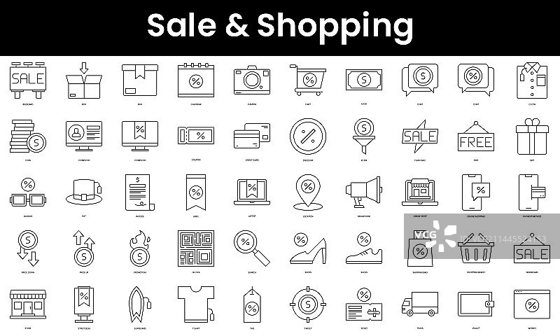 极简主义促销购物图标轮廓合集图片素材