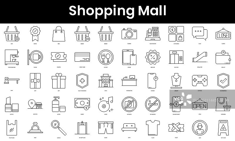 购物中心轮廓图标合集（极简风格）图片素材