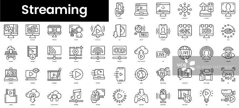 极简流媒体图标轮廓合集图片素材