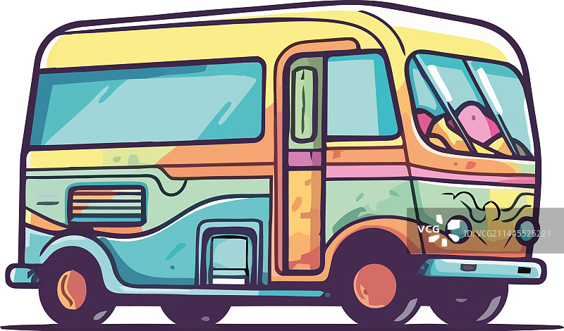 黄色旅游巴士扁平图标图片素材