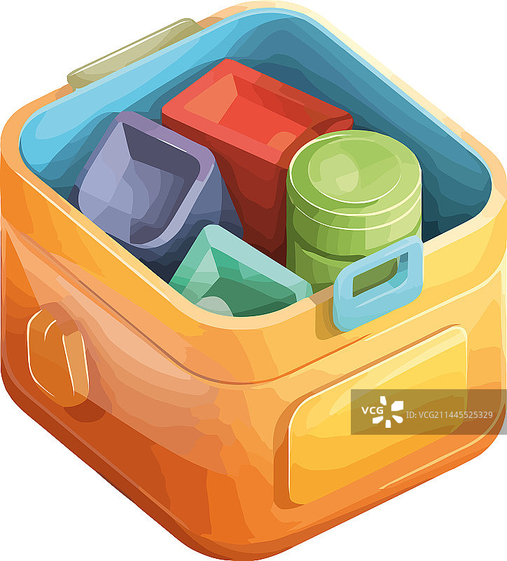 带把手容器盛放彩色颜料图片素材