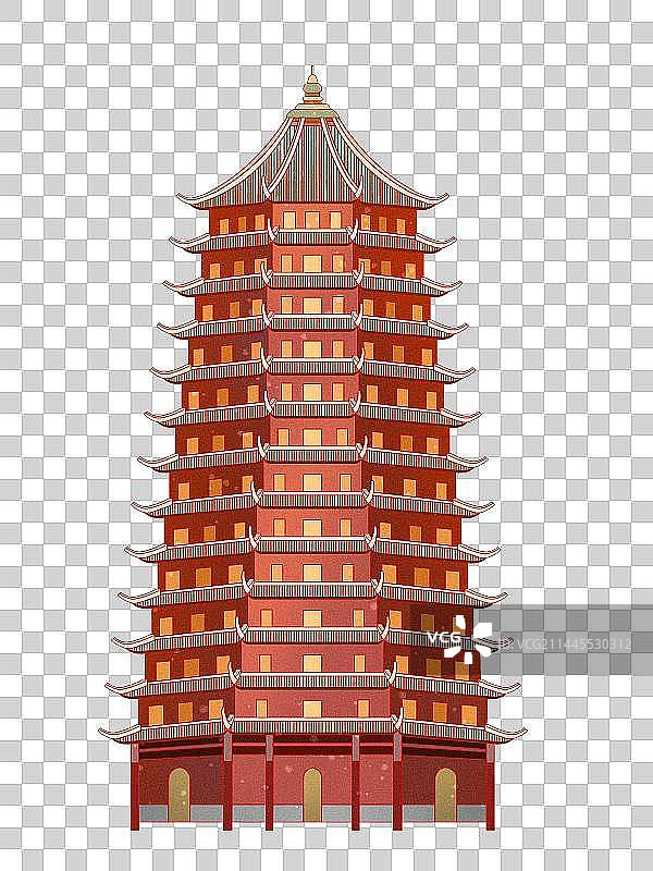 国潮杭州地标古建筑六和塔图片素材
