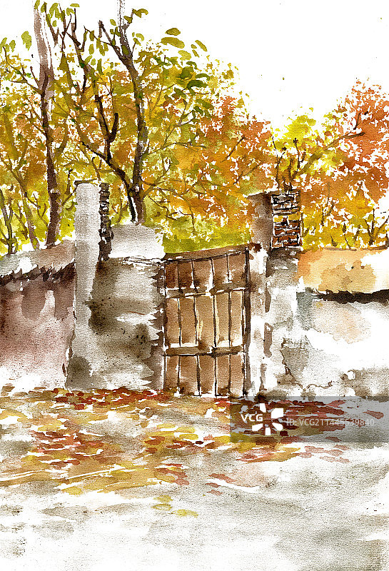 秋季的村庄图片素材