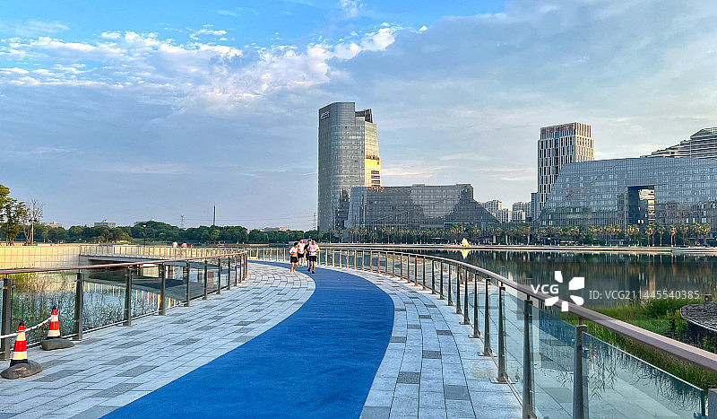 杭州金沙湖晨练跑道图片素材