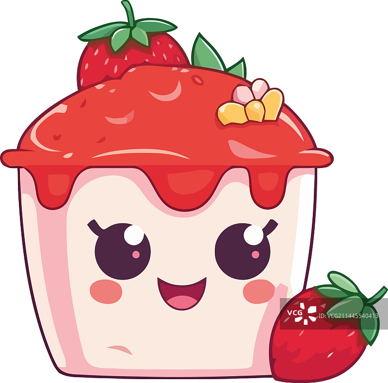 可爱的草莓奶昔和奶油图片素材
