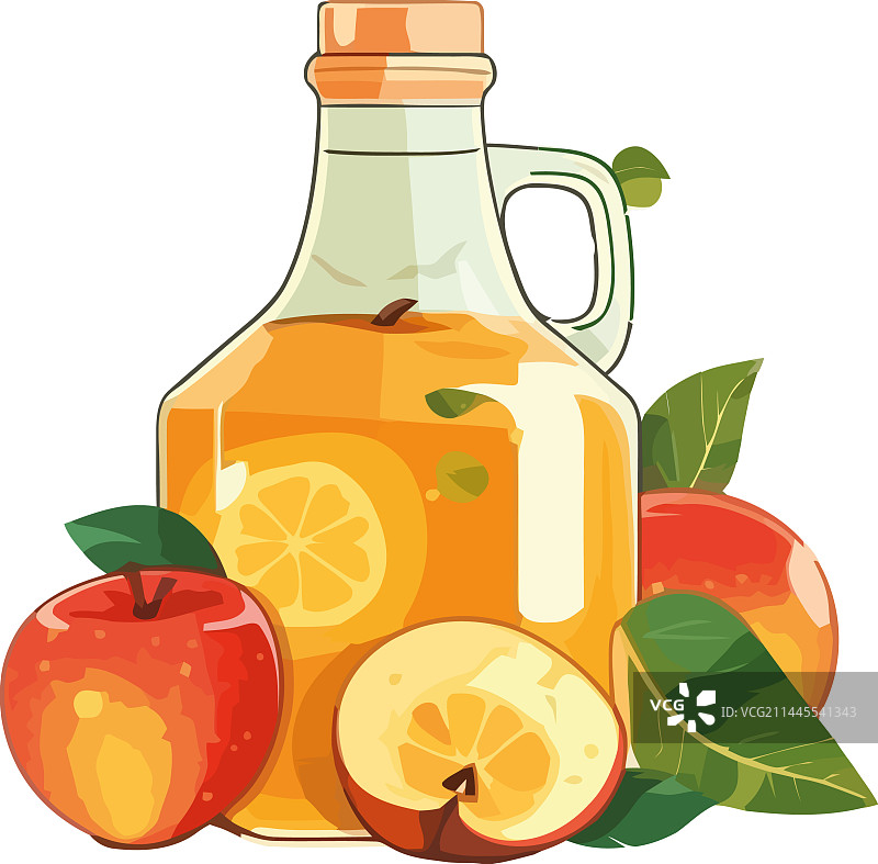 有机玻璃瓶装新鲜苹果汁图片素材