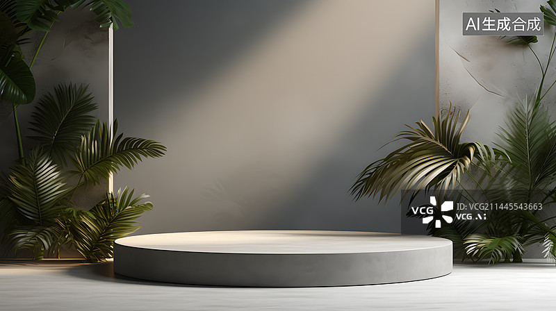 【AI数字艺术】灰色电商主图产品展示平台展台底座横版网页背景图片素材
