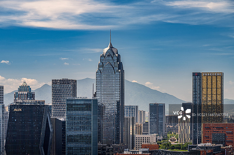 宁波南部商务区建筑长焦视角、高视角照片图片素材