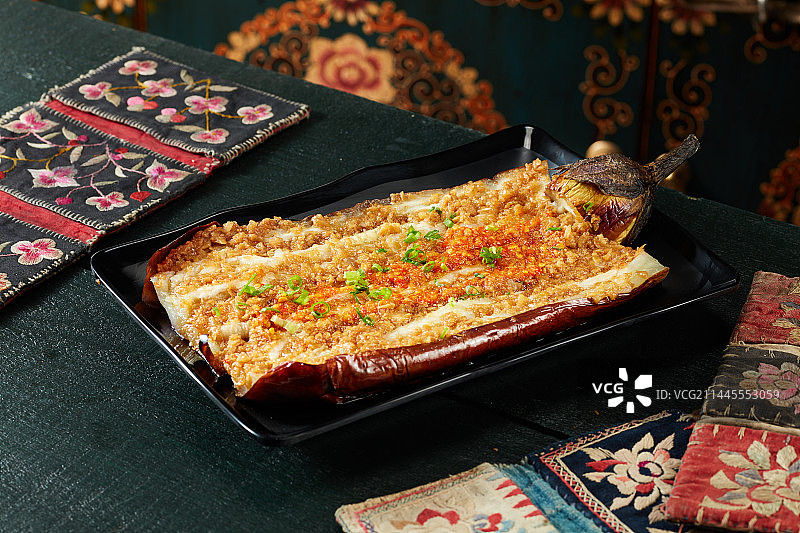 碳烤蒜蓉茄子图片素材