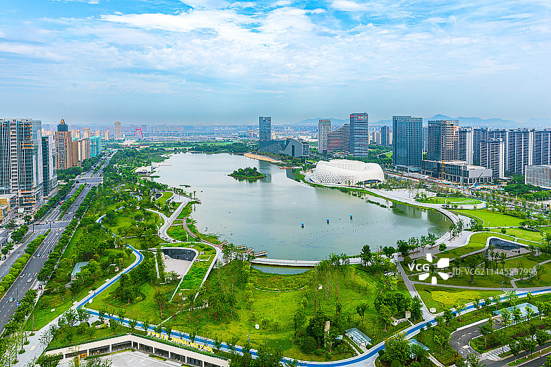 杭州金沙湖湖畔中心周边房地产图片素材