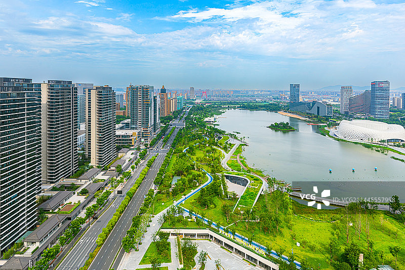 杭州金沙湖湖畔中心周边房地产图片素材