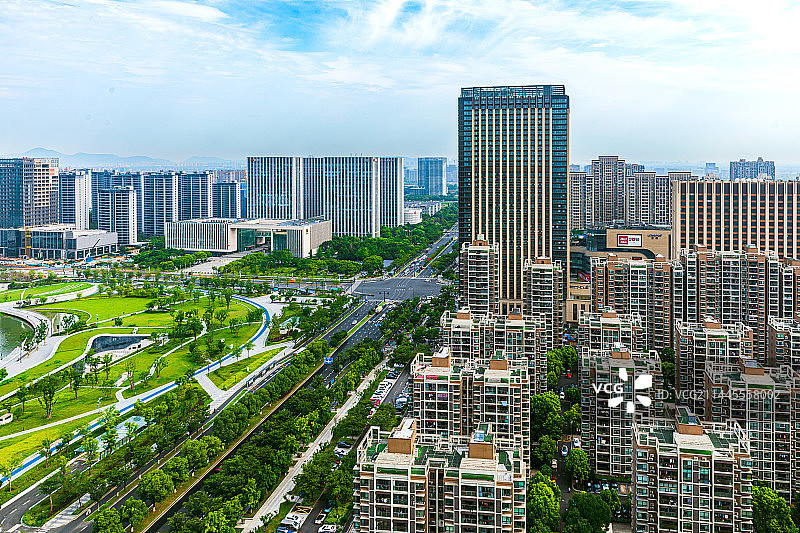 杭州金沙湖湖畔中心周边房地产图片素材