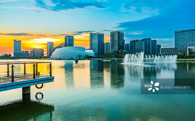 杭州金沙湖湖畔中心周边房地产图片素材