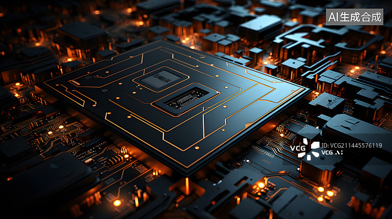 【AI数字艺术】黑色芯片科技概念背景图图片素材