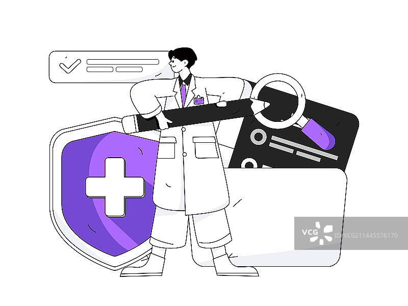 医生为病人体检扁平矢量概念运营手绘插画图片素材