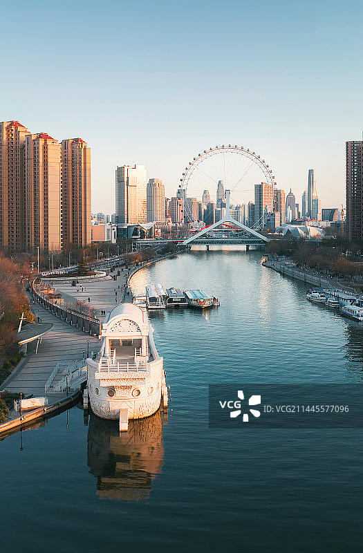 天津子牙河天石舫航拍图片素材