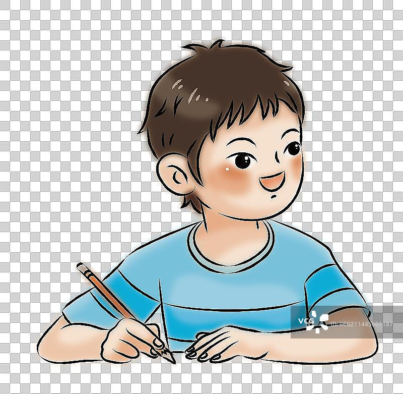 小学生上课主题-听课写作业图片素材