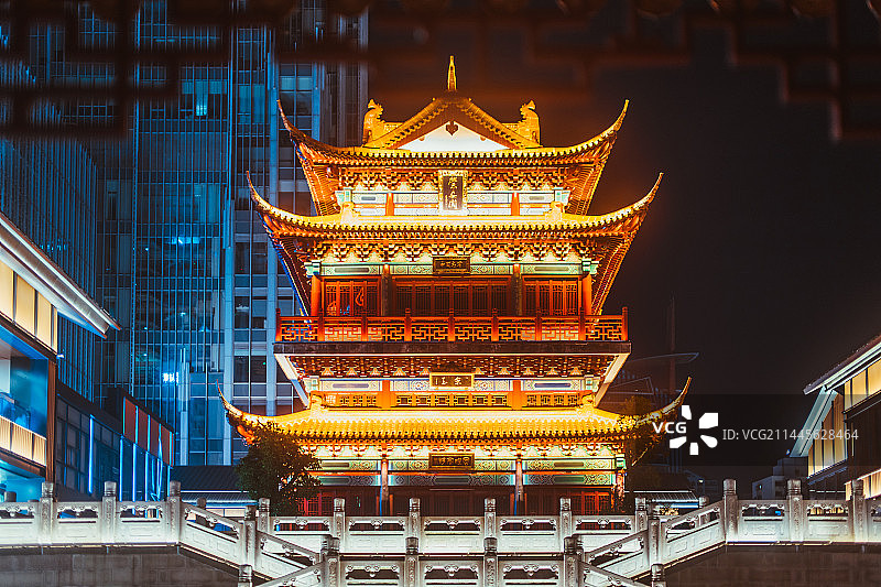 无锡崇安寺夜景图片素材