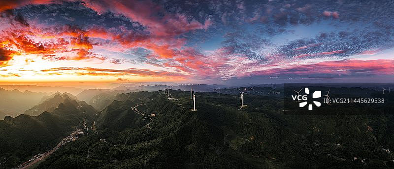 风机晚霞图片素材