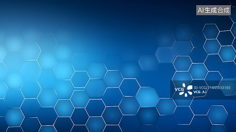 【AI数字艺术】六边形蓝色科技背景图片素材