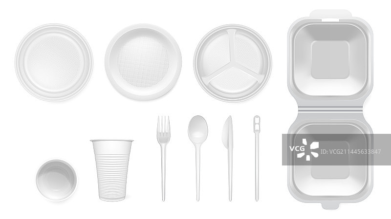 逼真的一次性餐具套装图片素材