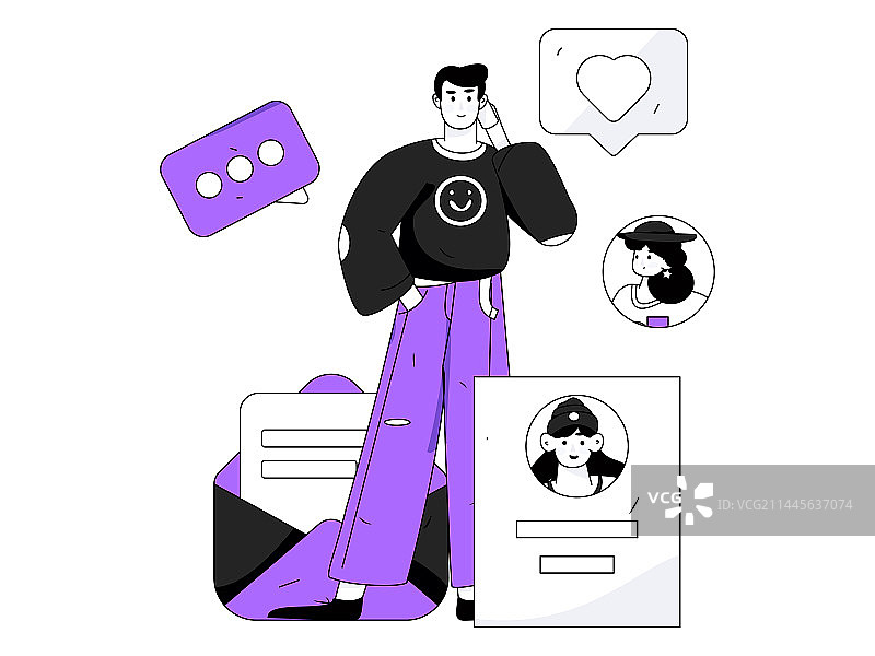 求职面试的人员扁平矢量概念运营手绘插画图片素材