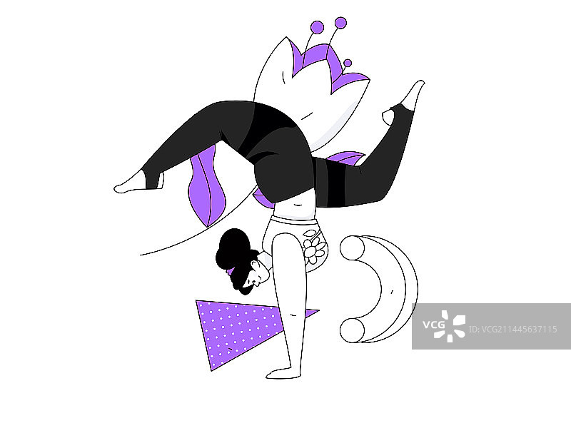 练习瑜伽身心健康扁平矢量人物概念运营手绘插画图片素材