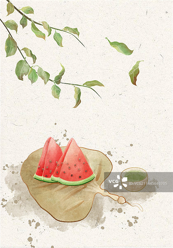 夏季西瓜蒲扇图片素材