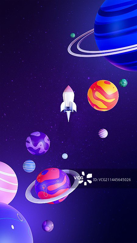3D卡通风格宇宙星球主题插画图片素材