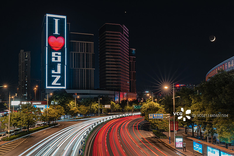 石家庄槐安桥金星伴月图片素材