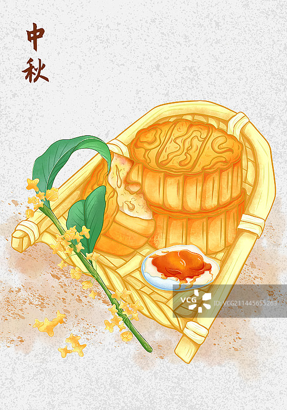 中秋月饼桂花图片素材