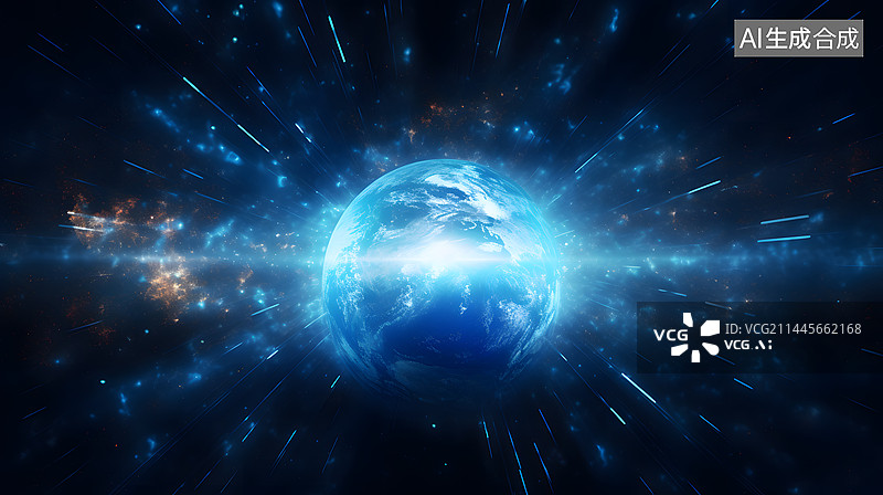 【AI数字艺术】数码科技宇宙地球抽象图形海报网页PPT背景图片素材